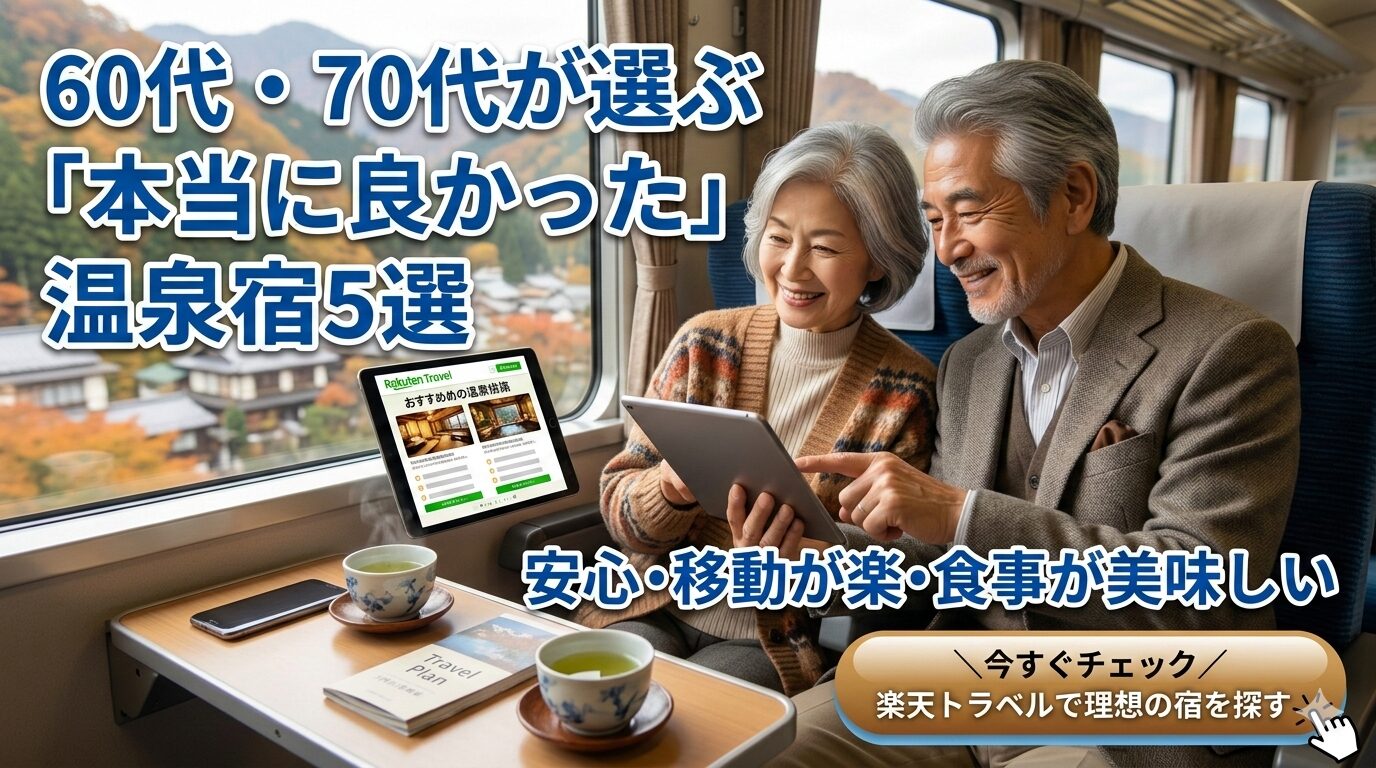 60代・70代が選ぶ「本当に良かった」温泉宿5選｜移動が楽で食事が美味しい安心の宿