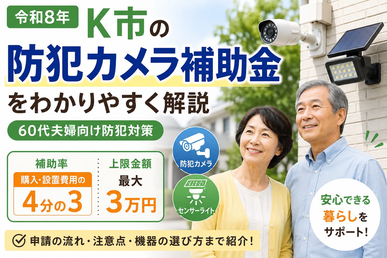 【令和8年】K市の防犯カメラ補助金をわかりやすく解説|60代夫婦向け防犯対策
