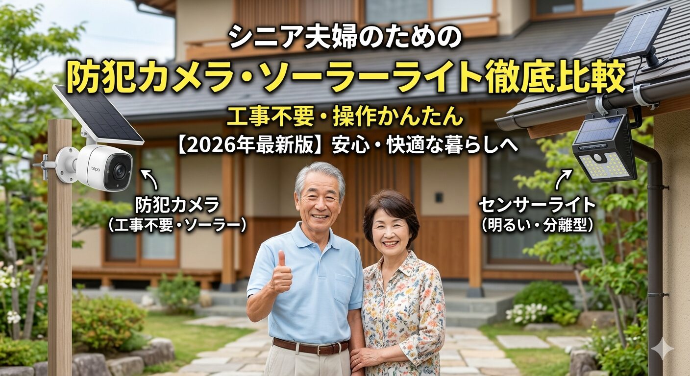 シニア夫婦のための防犯カメラ・ソーラーライト徹底比較【工事不要・操作かんたん】